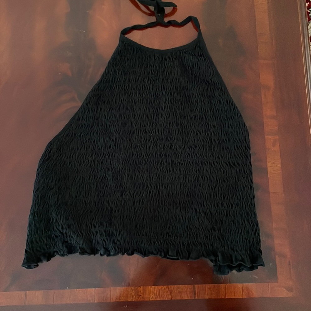 Black halter open back tank